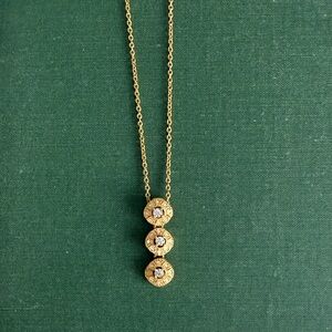 Premier Designs Gold Triple Disc Necklace with Crystals - Women Jewelry